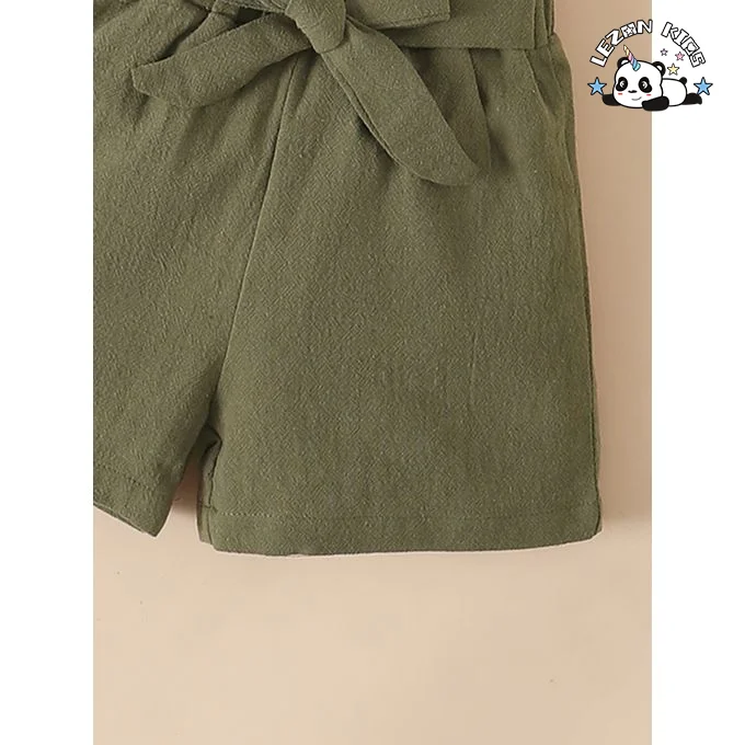 LEZONKIDS - Conjunto de Roupas Personalizáveis para Meninas, Conjunto de Roupas para Crianças, Sem Manga, Algodão, Conjunto Diário de Calções e Fatos